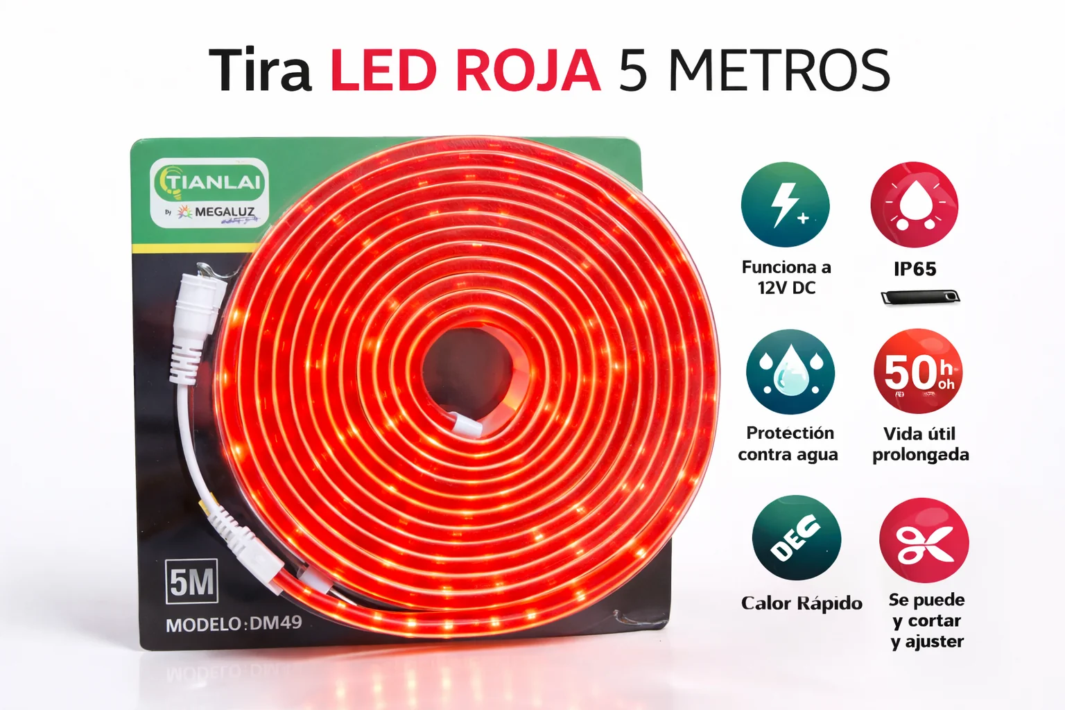 Tira de luz led roja y verde