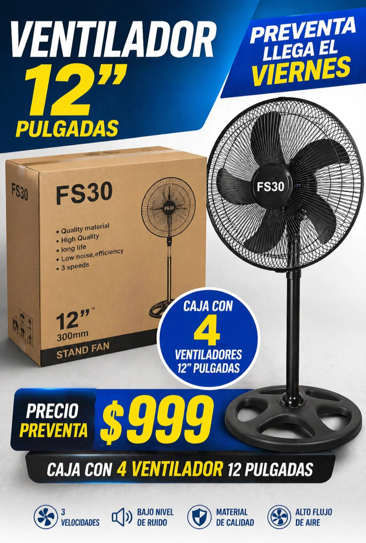 CAJA CON 4 VENTILADOR 12 PULGADAS