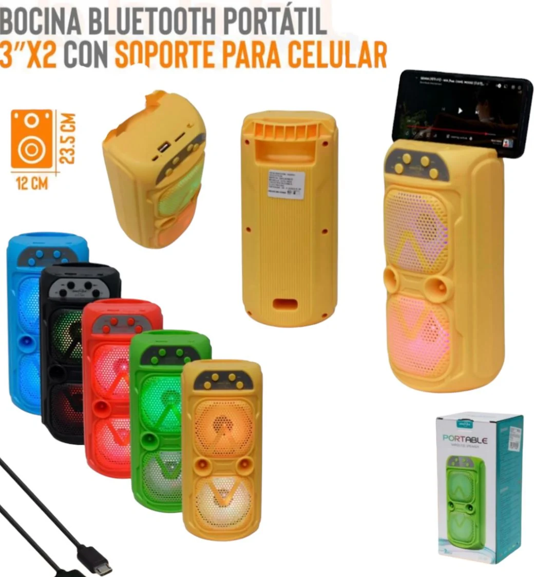 Bocina bluetooth con soporte para celular