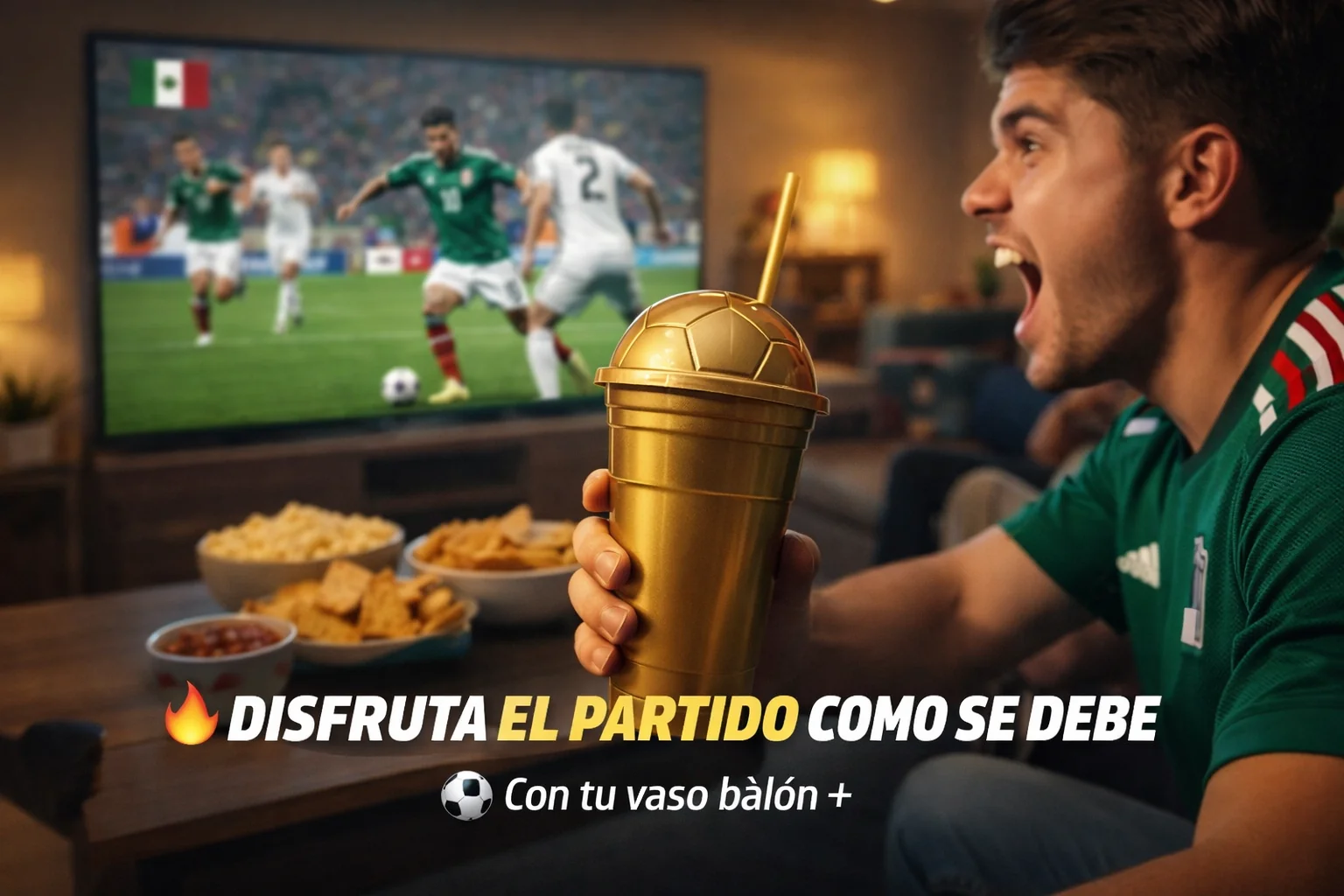 VASO DORADO MEDIANO CON TAPA BALON Y POPOTE