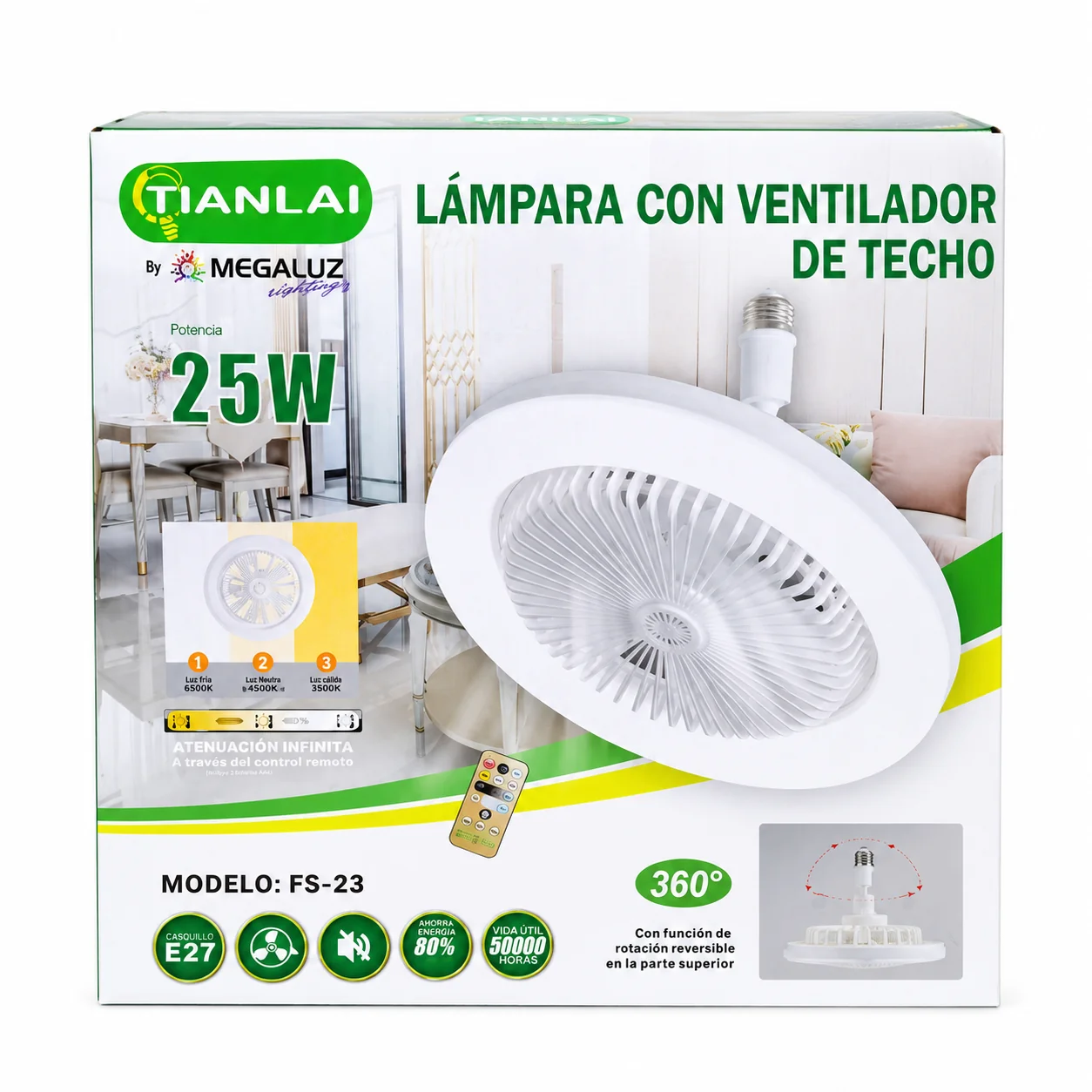 Lampara ventilador de techo aromatizante 10 pulgadas