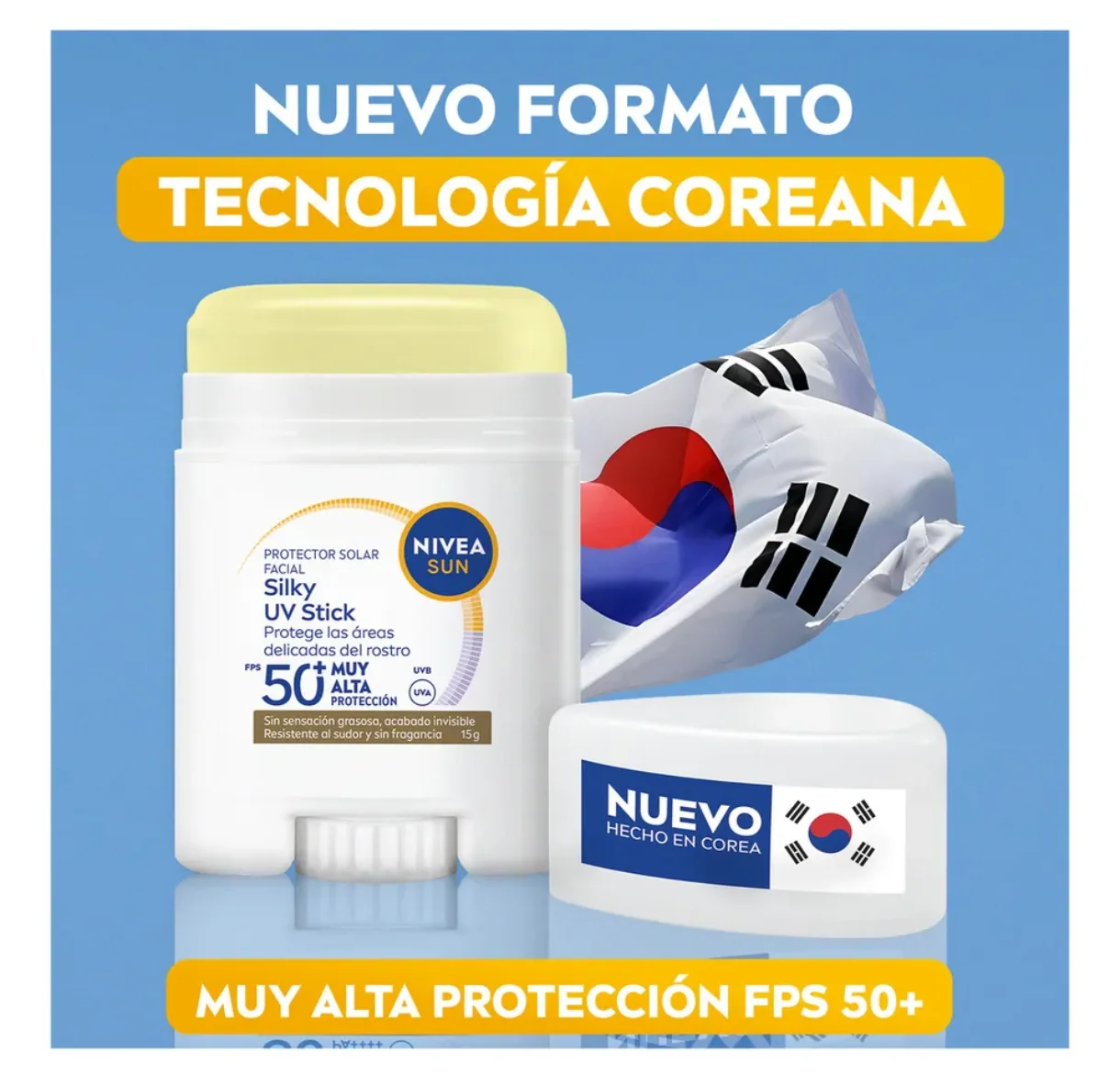 Protector Solar en Barra NIVEA SUN Silky UV Stick FPS 50+ | Acabado Invisible 15g