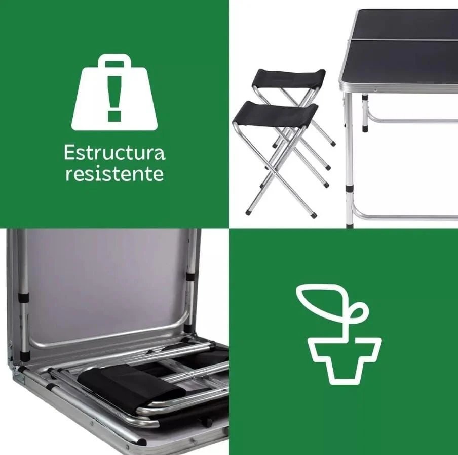 Mesa Plegable con 4 bancos
