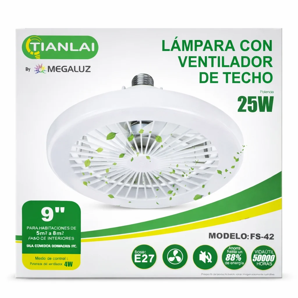 FOCO VENTILADOR DE TECHO 25W 9 PULGADAS FS42