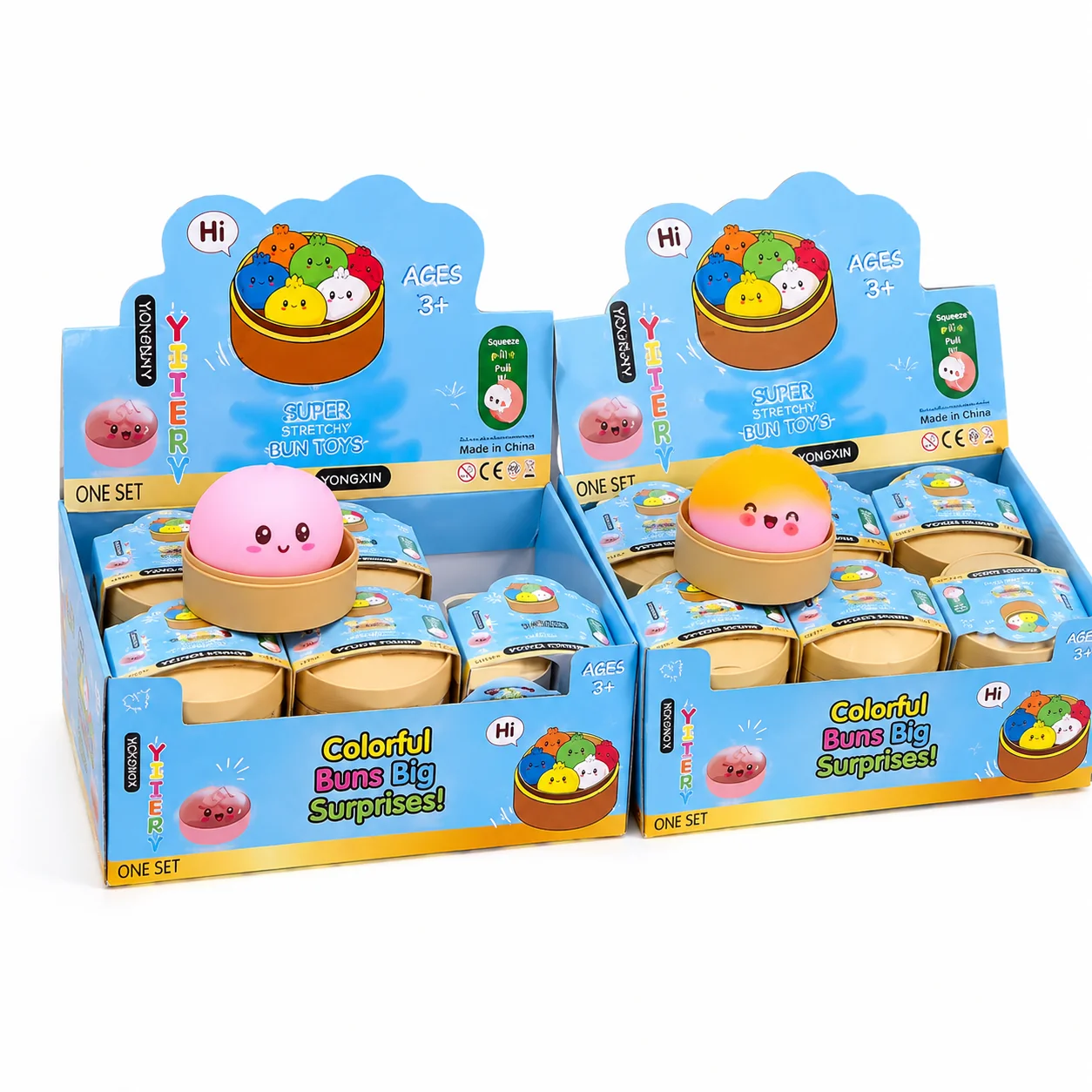 CAJITA 6 PCS Juguete Squishy Panecitos Sorpresa en Display Kwaii