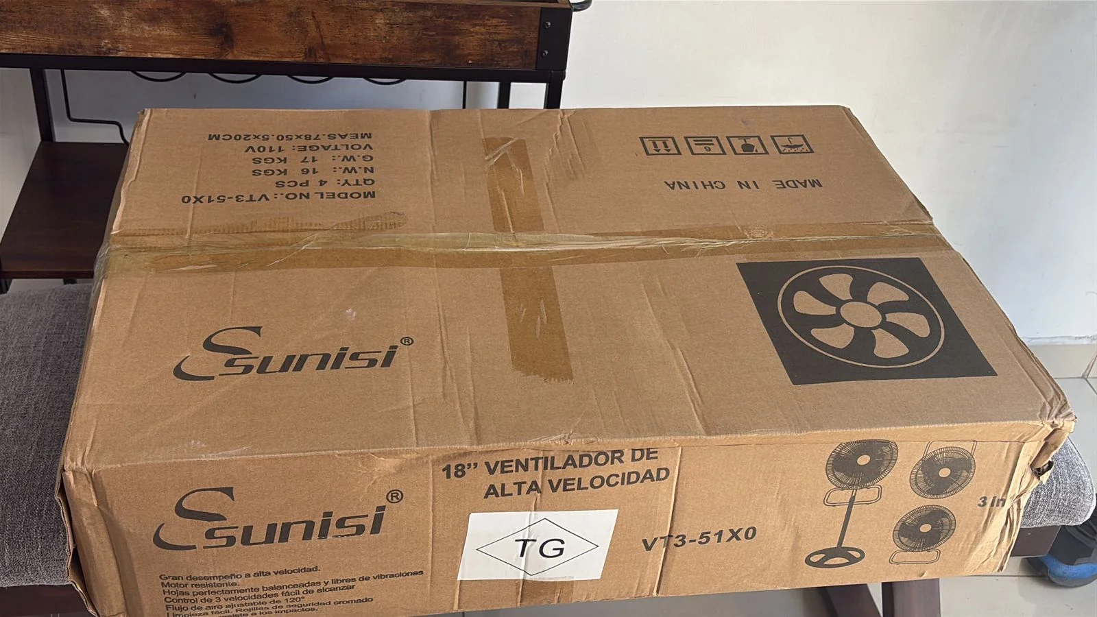 CAJA VENTILADOR 18 PULGADAS SUNISI (4PZS)