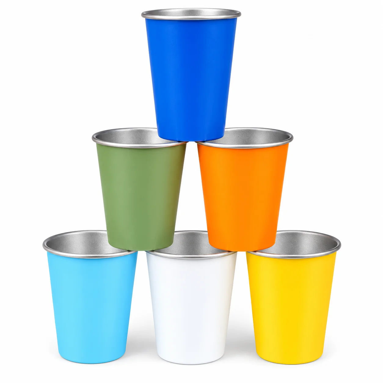 Paquete 6 vasos metalicos